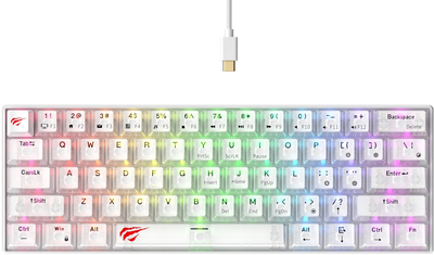Клавіатура дротова Havit KB903L USB Transparent/White (6939119028862)