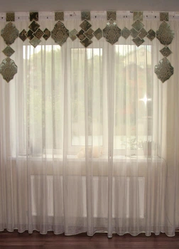 Жесткий ламбрекен Firanka Damask Коронки 2м зеленый (5_4ж)