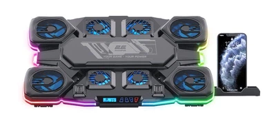 Підставка для ноутбука 2E GAMING CPG-012, до 17.3", 1xUSB-C, LCD/semiconductor cooling pad, RGB, чорний