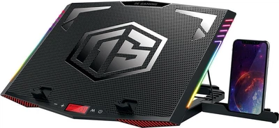 Підставка для ноутбука 2E GAMING CPG-005, до 17.3", 2xUSB-A, LCD/phone holder, RGB, чорний