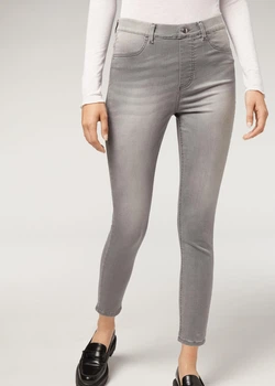Серые джинсы детские с молниями Calzedonia (modp0587 grey (158-170 (12-16 лет))