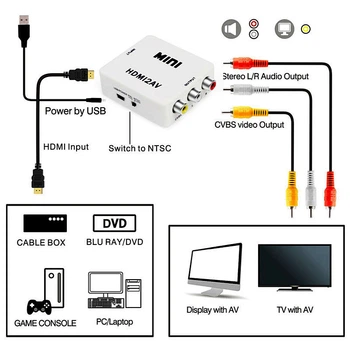 Конвертер из HDMI в AV RCA тюльпаны адаптер переходник преобразователь видеосигнала