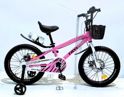 Дитячий двухколісний велосипед TAYGER 18" CORSO TG-25402 алюмінієва рама дискові гальма додаткові колеса кошик бутилочка