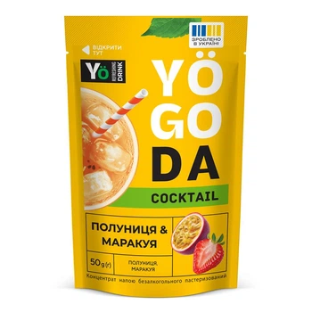 Напій Yogoda Коктейль Полуниця-Маракуйя дойпак 50 г