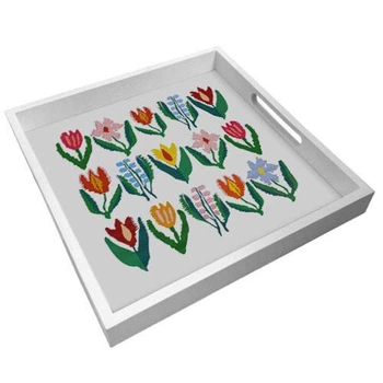 Поднос квадратный с дерева Весна красна 30x30x4 см