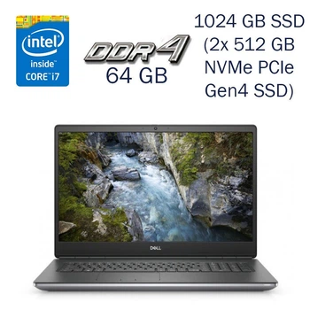 Игровой ноутбук Dell Precision 7760 / 17.3" (1920x1080) FullHD IPS / Intel Core i7-11850H (8 (16) ядра по 2.5 - 4.8 GHz) / 64 GB DDR4 / 512 GB SSD+512 GB SSD / nVidia RTX A3000, 6 GB GDDR6, 192-bit / WebCam б/у
