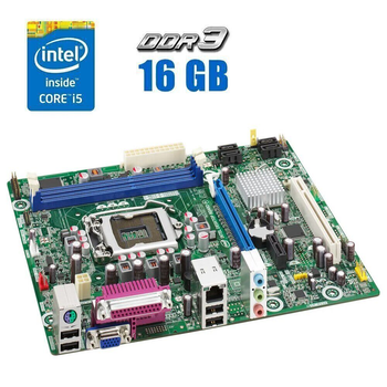 Комплект: Материнская плата Intel Desktop DH61WW / LGA1155 / Intel Core i5-2400 (4 ядра по 3.1 - 3.4 GHz) / 16 GB DDR3 / Intel HD Graphics 2000 + Кулер б/у