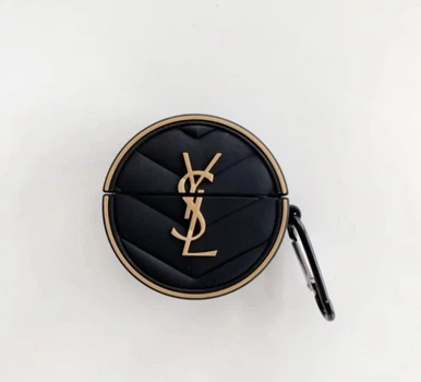 Чехол для наушников AirPods 4 luxury YSL черный силиконовый (2222)