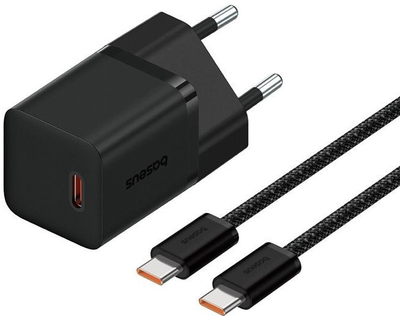 Ładowarka sieciowa Baseus GaN5 Fast Charger 1C 30W EU + Data Cable Type-C to Typ-C 100W Black (P10110902113-00)