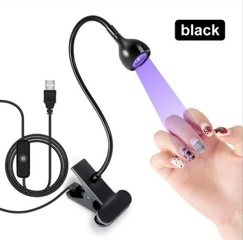 Лампа прищіпка гнучка для сушіння нігтів з USB роз'ємом Чорна
