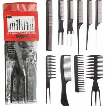 Перукарський набір Professional Comb Kit з 10 гребінців у прозорому чохлі