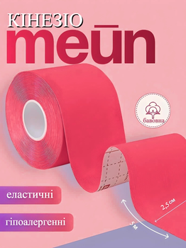Кинезио тейп для лица и тела Kinesio tape, размер 2,5см*5м, розовый (LS-KT-04-2_5)