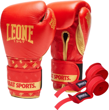 Боксерські рукавиці Leone GN220 DNA 16 унцій Red (бинти 4 м в комплекті) (GN220_Red_16oz)