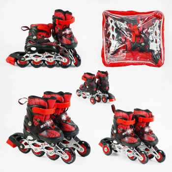 Ролики 19855-XS размер 26-28 (6) цвет красный, колеса PVC, стелька – 15-16.5 см, d колес – 6 см, переднее со светом, переставные колеса, в коробке