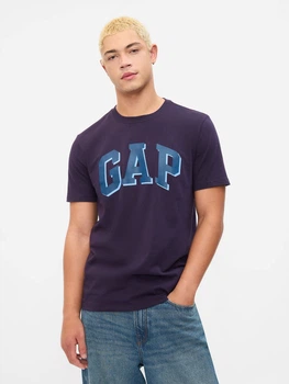 Футболка бавовняна довга чоловіча GAP 194081178 L Фіолетова (1159835375)