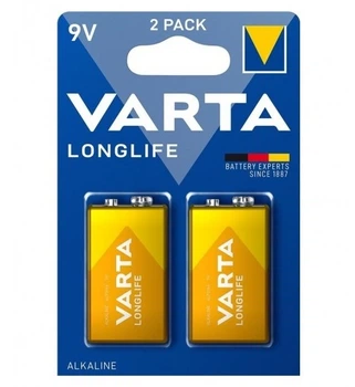 Батарейка алкалінова Varta Longlife 6LR61 Крона універсальна напруга 9–12В 2шт (Longlife6LR612)