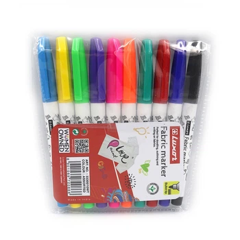 Набор маркеров для ткани Luxor Fabric Marker, 1-2 мм, водная основа, 10 шт.