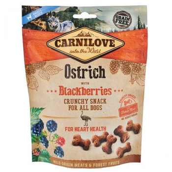Ласощі для собак Carnilove Crunchy Snack з м'ясом страуса та ожиною 200 гр