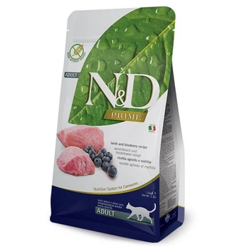 Беззерновий сухий корм для дорослих котів N&D Farmina Grain Free Prime Lamb & Blueberry (ягня, лохина), 0,3 кг