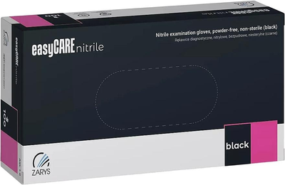 Перчатки нитриловые нестерильные неопудренные easyCARE nitrile BLACK S 100 шт черные