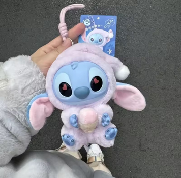 М'яка іграшка сюрприз брелок Лабубу Стіч llububu miniso x disney Stitch для сумки 16 см