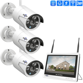 Wi-Fi Комплект видеонаблюдения на 3 камеры Hiseeu 3MP с монитором EseeCloud