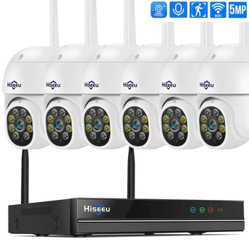 Wi-Fi Комплект відеоспостереження на 6 поворотних камер Hiseeu 5MP EseeCloud
