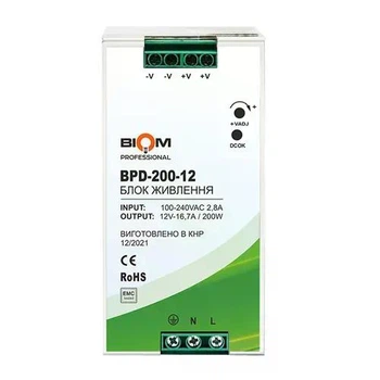 Блок питания Biom Professional DC12 200W BPD-200-12 16,7A под DIN-рейку (21772)