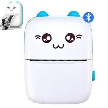 Принтер Mini printer blue портативный Bluetooth для термопечати