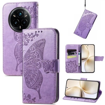 Чохол-книжка з малюнком UniCase Butterfly Pattern для Realme 14 Pro Plus - Light Purple