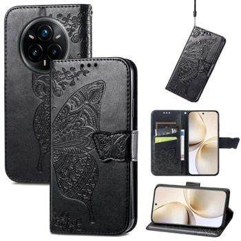 Чохол-книжка з малюнком UniCase Butterfly Pattern для Realme 14 Pro Plus - Black
