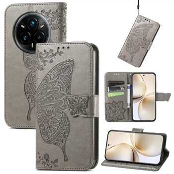Чохол-книжка з малюнком UniCase Butterfly Pattern для Realme 14 Pro Plus - Grey