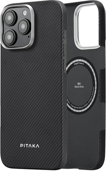 Карбоновий чохол Pitaka Ultra-Slim Case Classic Twill 600D Black/Grey для iPhone 16 Pro Max Чорний (KI1601PMA)