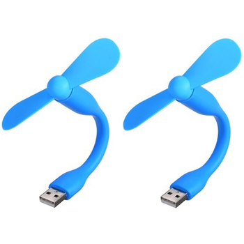 Мобільний вентилятор USB синій, від повербанка, ноутбука, комплект 2шт