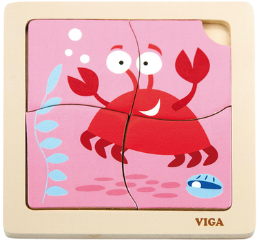 Zestaw drewnianych puzzli Viga na podkładce Krab 50146 (6934510501464)