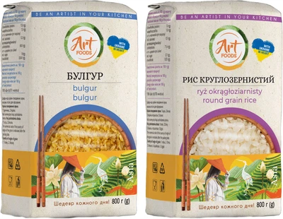Набор круп Art Foods Булгур 800 г + Рис круглозерный шлифованный 800 г (3983323786)