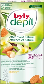 Восковые эко-полоски Byly Waxing Strips для депиляции чувствительной кожи тела с Миндалем и Ванилью 20 шт (8411104043367)