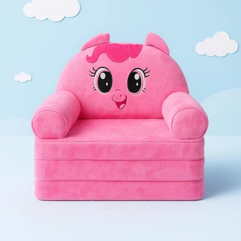 Дитяче мʼяке крісло-ліжко трансформер My Little Pony 50см, плюшеве крісло-диван розкладне для дітей, Рожевий