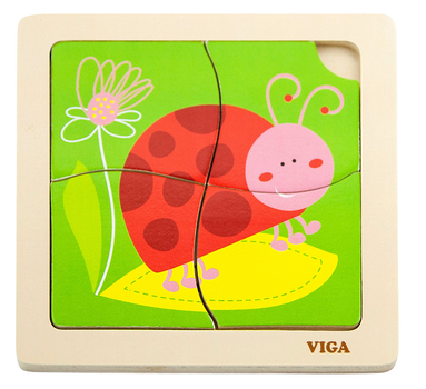 Zestaw drewnianych puzzli Viga na podkładce Biedronka 50140 (6934510501402)
