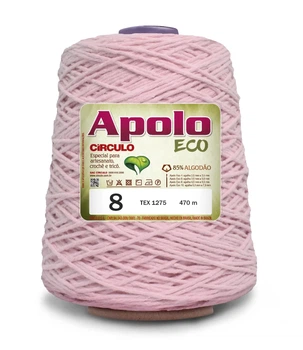 3526 APOLO ECO 8 пряжа (85% бавовна, 15% волокна, 600гр, 470м 1шт), світло-рожевий