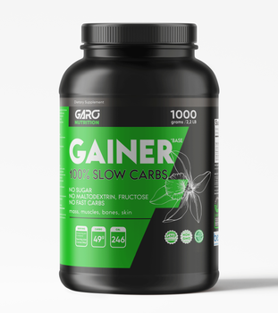 Гейнер Garo Nutrition 1 кг для набора массы и веса худым на медленных углеводах без мальты ваниль