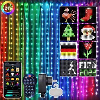 Смарт гірлянда штора 2*2 м 400 LED RGB, керування телефоном чи пультом