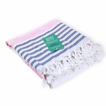 Рушник пештемаль Lovely Svi бавовняний, пляжний, хамам, spa - XХL 100x180 см Pink/Blue Stripes