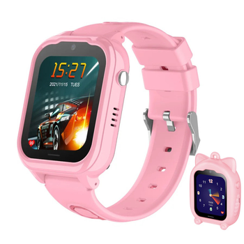 Детские смарт часы Wonlex KT28 Pink + брелок на шею для девочки с GPS, прослушивание, мощная батарея 710 мАч