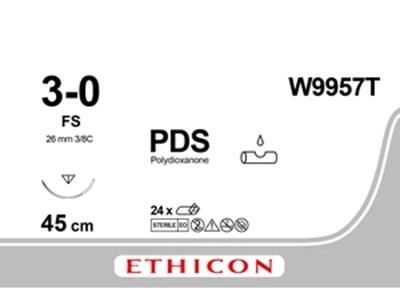 ПДС II Ethicon LLC неокрашенный 45 см M2 USP3/0 одна игла FS Тип обратнорежущий Reverse Cutting 26 мм 3/8 круга (W9957T) (30705031131051)