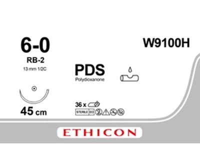 ПДС II Ethicon LLC фиолетовый 45 см M0.7 USP6/0 одна игла RB-2 Тип колющий Taper Point 13 мм 1/2 круга (W9100H) (30705031128969)