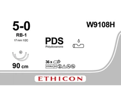 ПДС II Ethicon LLC фиолетовый 90 см M1 USP5/0 две иглы RB-1 Тип колющий Taper Point 17 мм 1/2 круга (W9108H) (30705031129003)