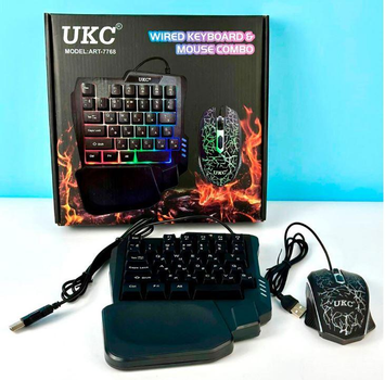 Игровая механическая мини-клавиатура на 35 клавиш с мышкой и RGB подсветкой UKC GAMING 7768 Игровой набор 2в1