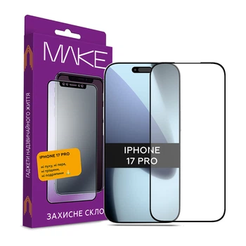 Защитное стекло для смартфона Apple iPhone 17 Pro MAKE Black (MGF-AI17P)