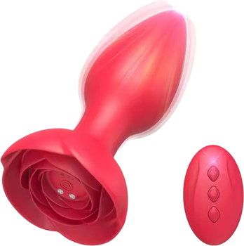 Анальная пробка I’MCUM Rose Plug с пультом управления 10 режимов вибрации Красная (7970379617695) (IM-RosePlug_red)